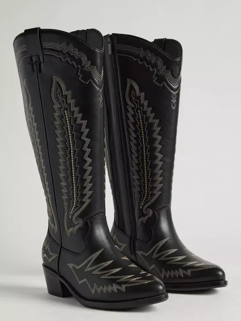 Western Knee Boot (WW) Women's Black Embroidered Wide Width Torrid